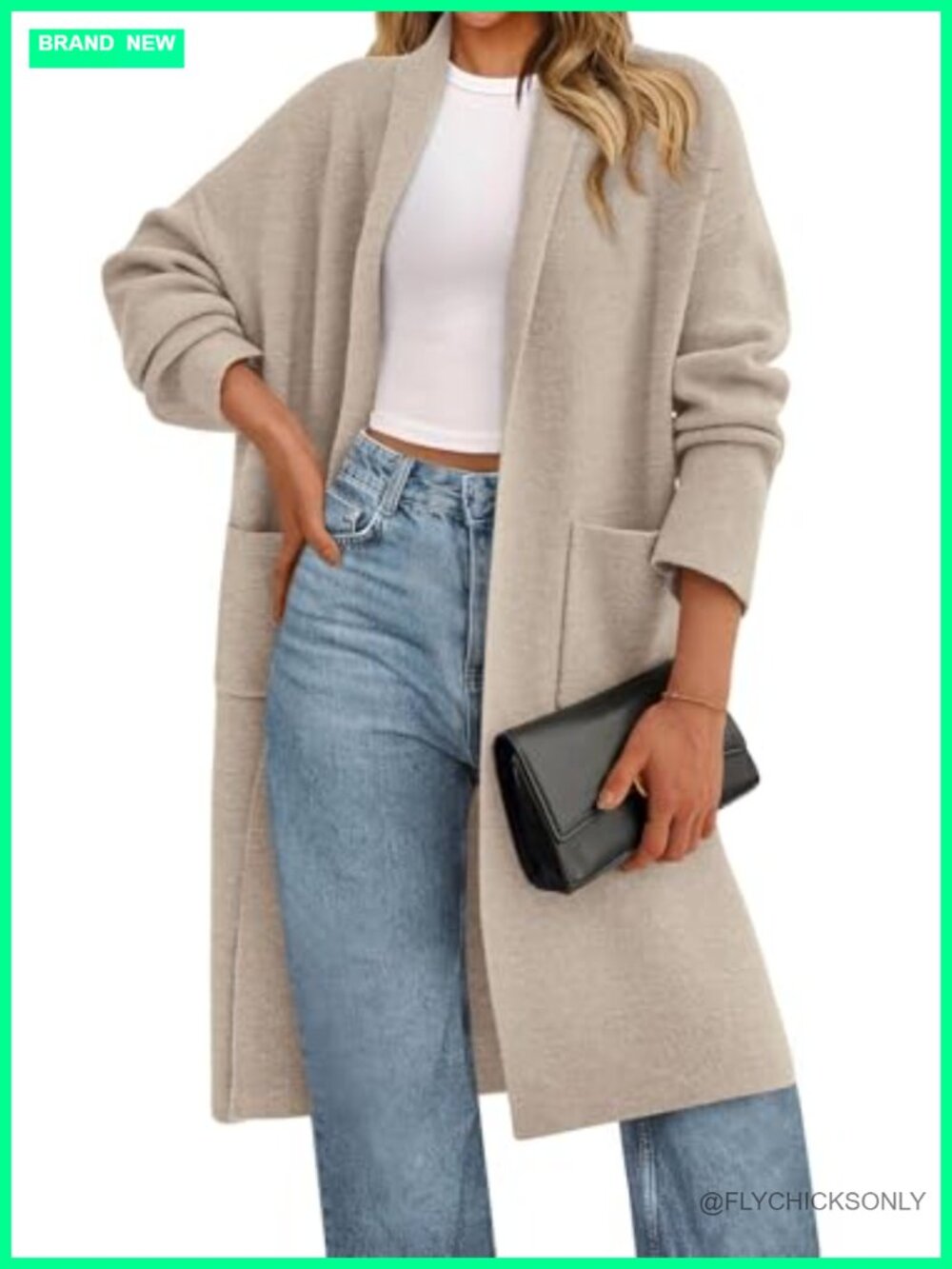 Oversized Long Cardigan Sweater with Pockets | Shawl Collar Open Front Knit Coat